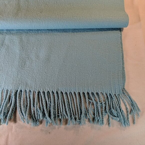 Royal Rossi 100% Cashmere Scarf Blue Rectangle Fringe 28x78" Neck Head Wrap - Picture 2 of 7
